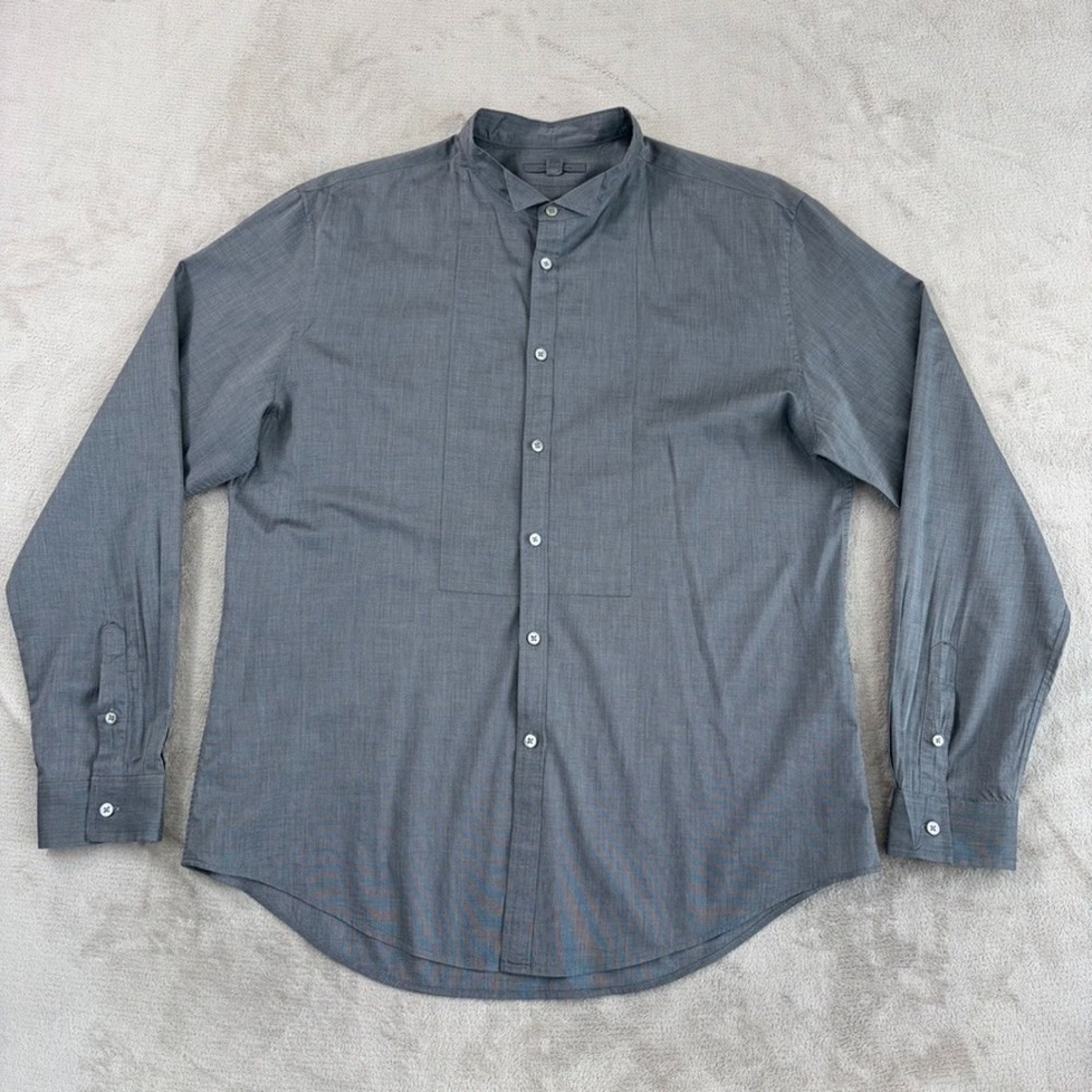 John Varvatos Collection Tuxedo Bib Shirt in Grey Men XL Long Sleeve Designer
